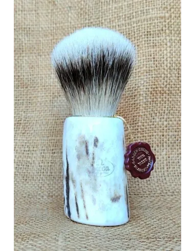 Omega 6550 Silvertip Badger Shaving Brush with Deer Horn Handle